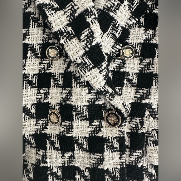 Zara Houndstooth Double Breasted Blazer with Detailed Buttons Size Small - Picture 9 of 10